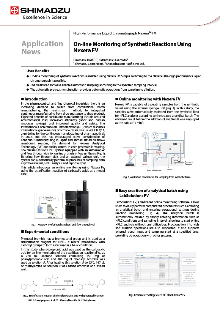 On-line Monitoring of Synthetic Reactions Using Nexera FV