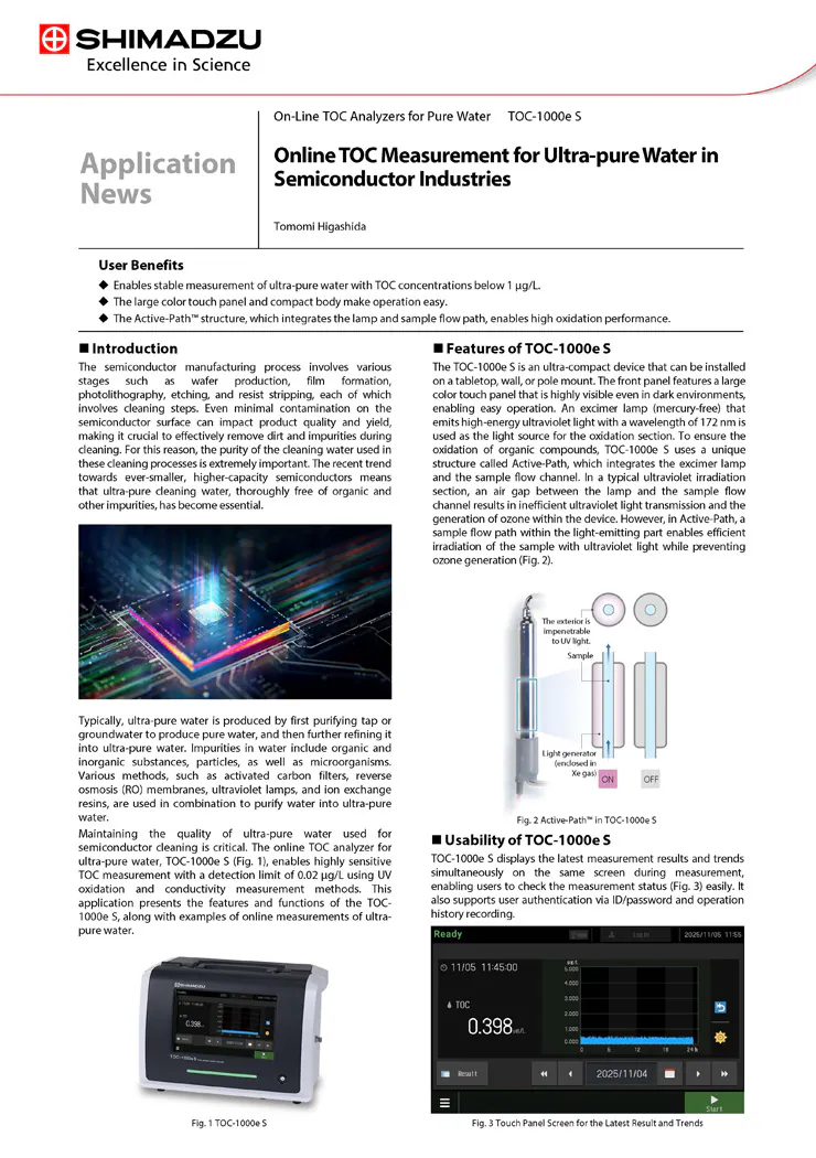  Online TOC Measurement for Ultra-pure Water in Semiconductor Industries